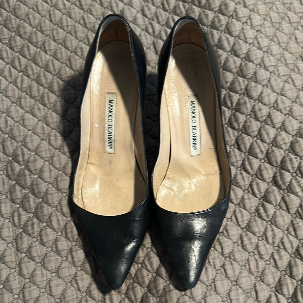 Manolo Blahnik Black Kietta 70 leather pumps